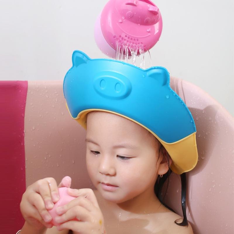 Mũ Tắm Gội Đầu Đa Năng Bằng Silicone Hình Chú Heo Dành Cho Trẻ Em