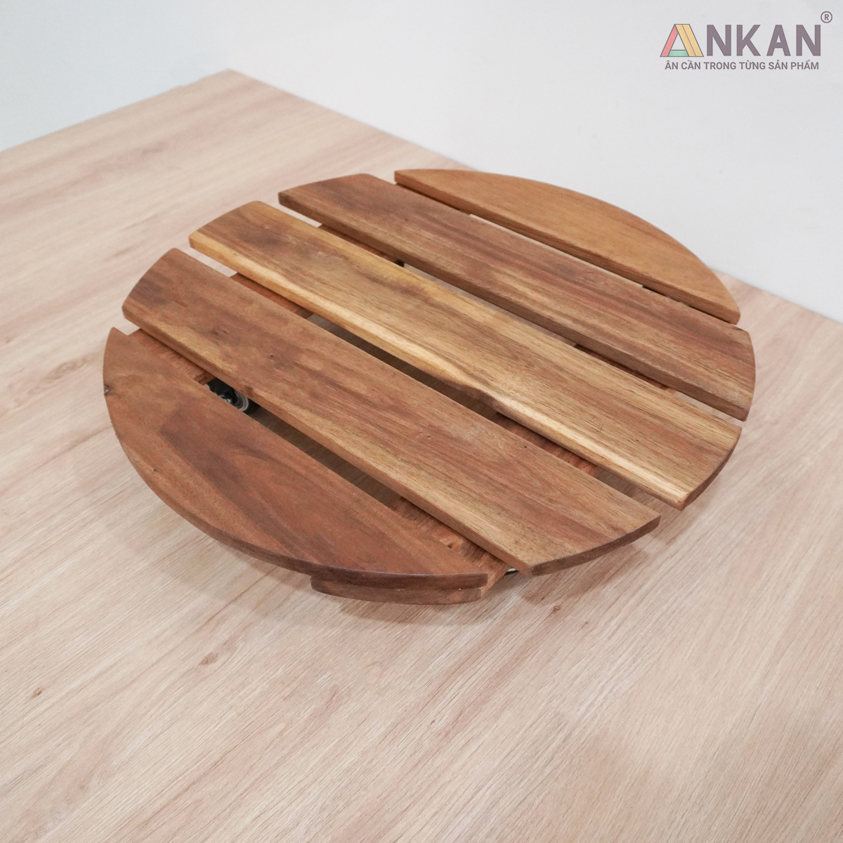 Đế Lót Để Chậu Cây Có Bánh Xe ANKAN 40cm Làm Giá Đỡ Kệ Hoa Cây Cảnh, Màu Vàng Nắng, Chịu Tải 150Kg