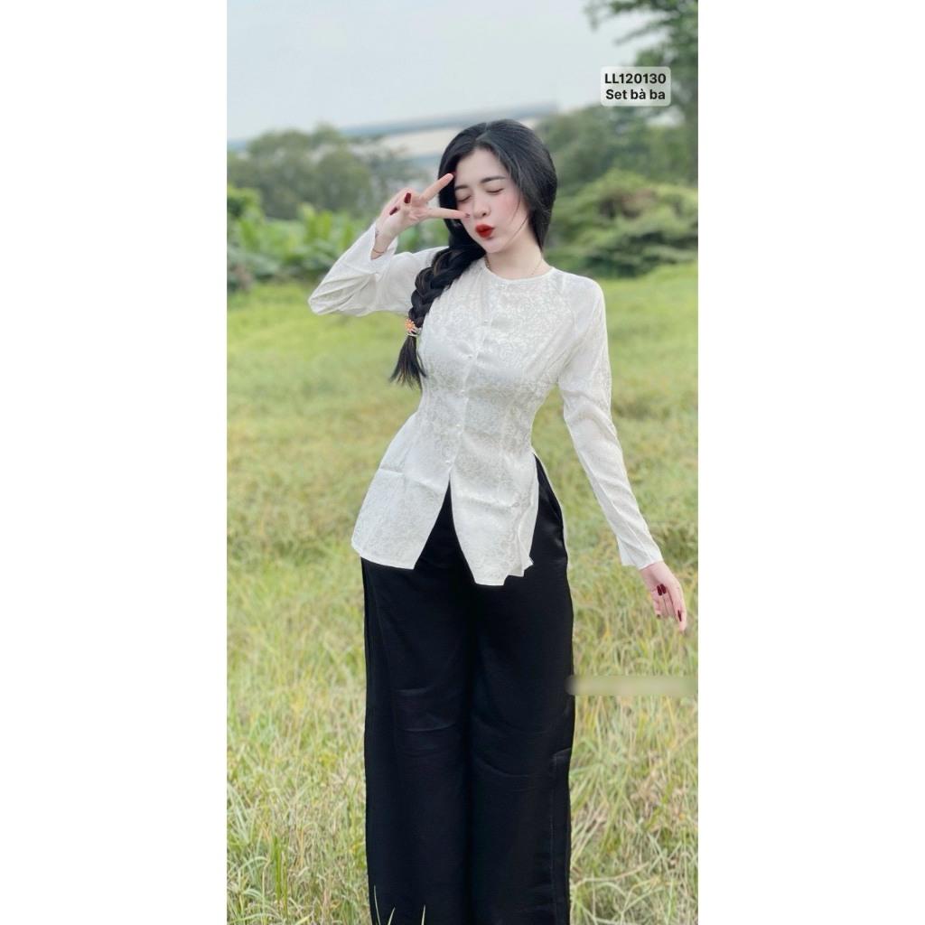 bộ áo bà ba gấm truyền thống bán lẻ giá sỉ có bán lẻ áo lẻ quần size S M L XL 2