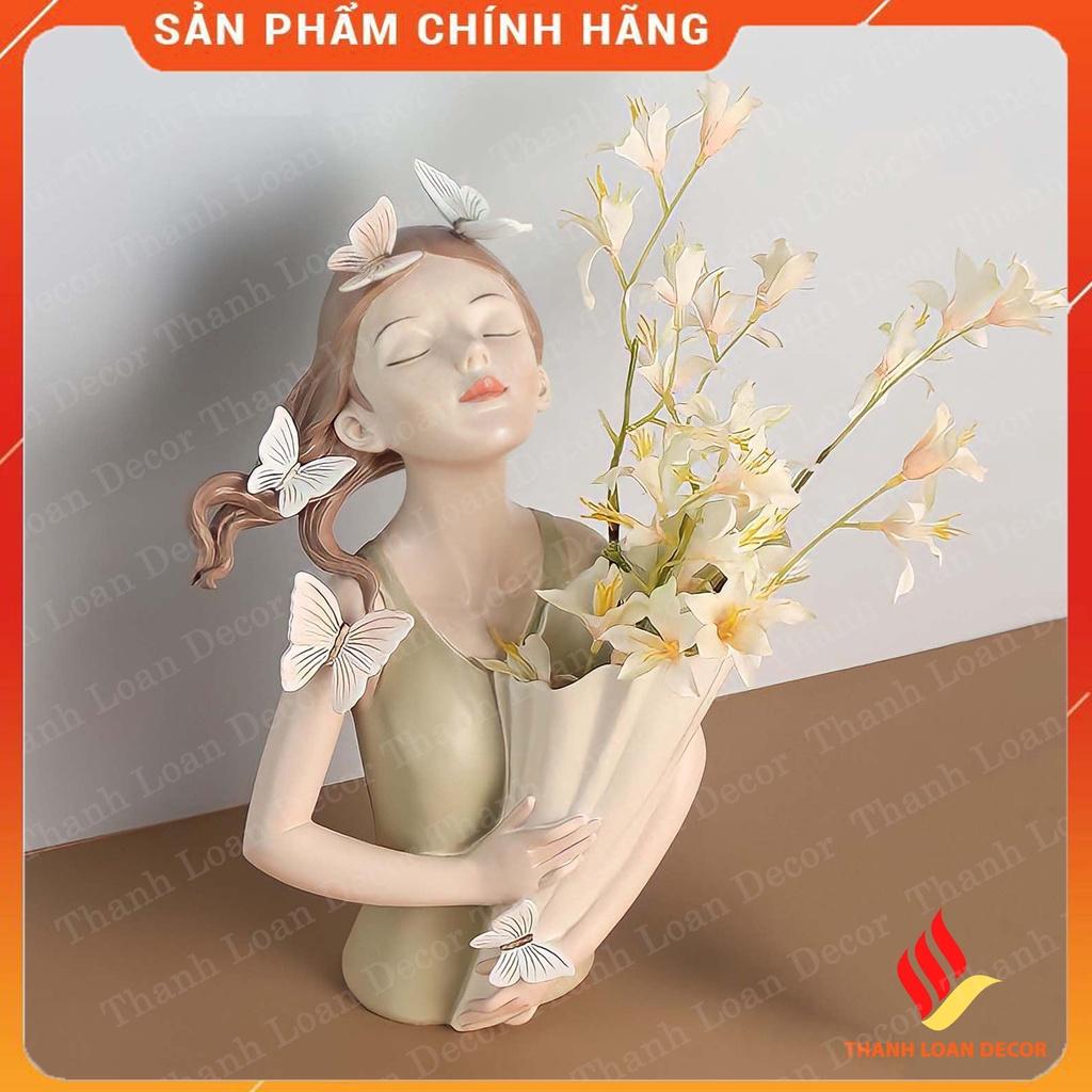 Lọ hoa cô gái Sirley Asaka - Butterfly Girl - Bình hoa cô gái decor phong cách hiện đại - Tượng điêu khắc gốm sứ