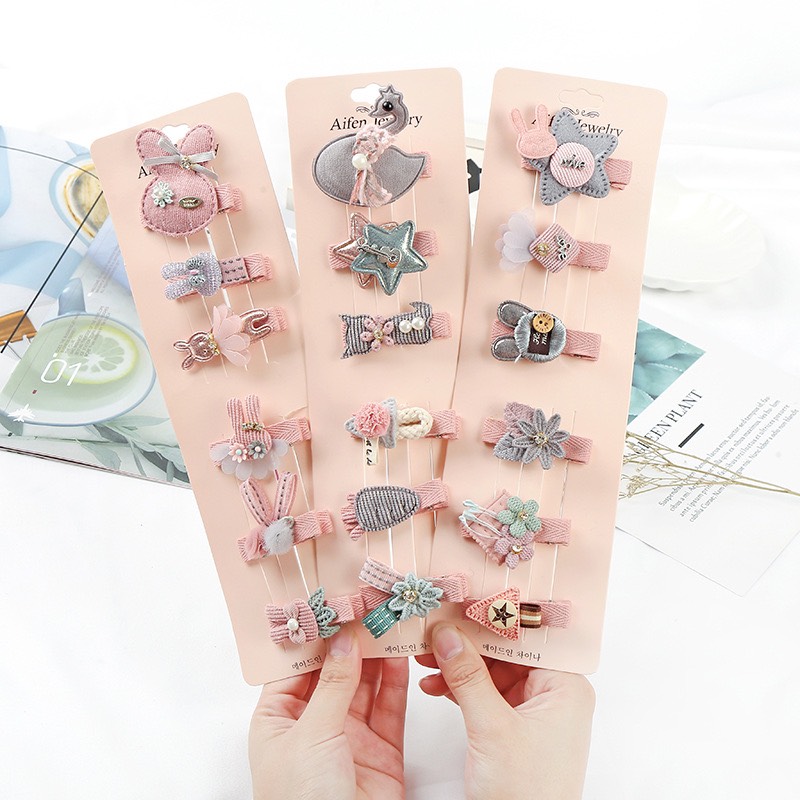 Set 6 Kẹp Tóc Mái Cao Cấp Nhiều Chi Tiết Dễ Thương Cho Bé Gái