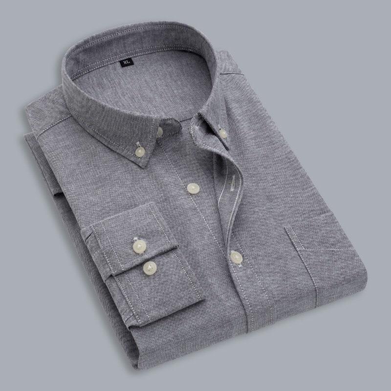 Áo sơ mi dài tay 2 màu xám, trắng vải oxford 60% cotton phong cách trẻ trung