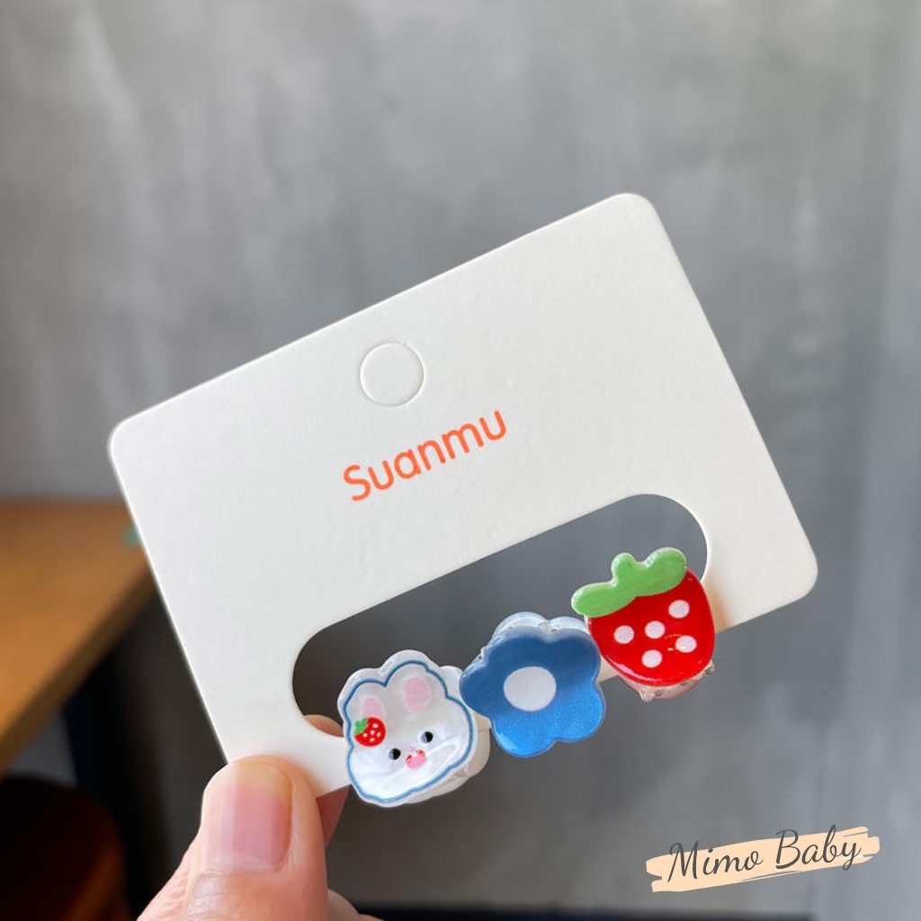 Set 3 kẹp tóc màu kẹo siêu đáng yêu cho bé gái KT39 Mimo Baby