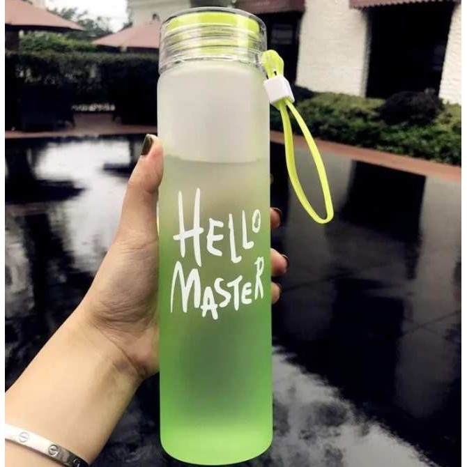 Bình nước thủy tinh Hello Master 450ml có hộp STI01 - Giao màu ngẫu nhiên