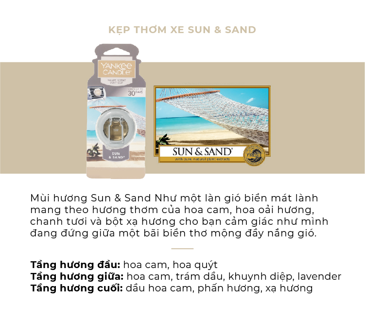 Kẹp thơm xe Yankee Candle - Sun &amp; Sand