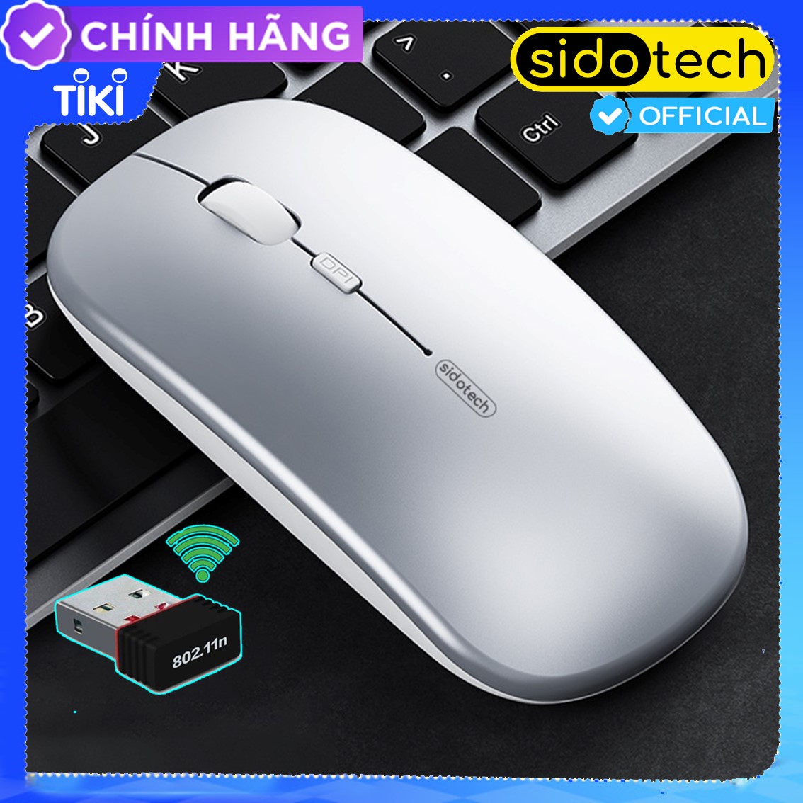 Chuột không dây Wireless Bluetooth sạc pin SIDOTECH PM1 không cần thay pin, sạc 1 lần dùng 30 ngày thiết kế công thái học không mỏi tay, silent chống ồn ban đêm tương thích Laptop Macbook Máy tính bảng PC- Hàng Chính Hãng