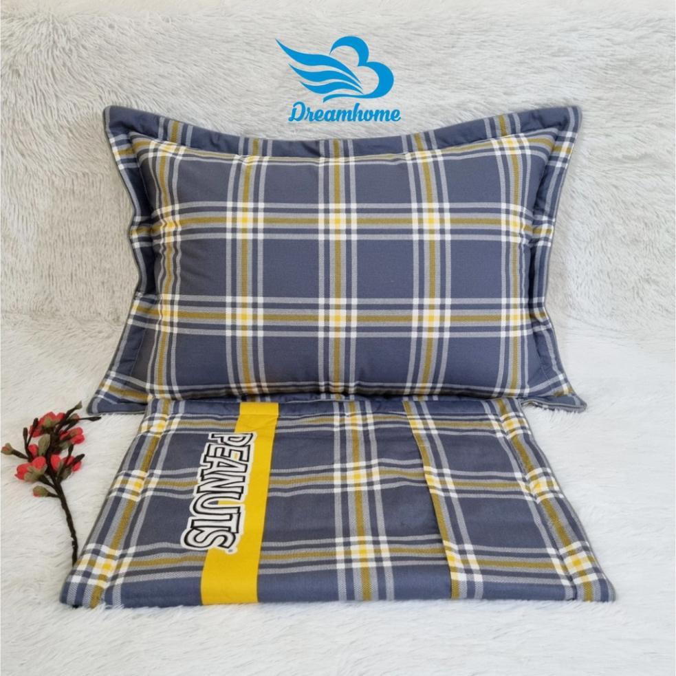 Vỏ gối cotton 100% 45x65 đẹp cao cấp 1 đôi, vỏ gối nằm cotton khóa kéo nhiều màu cho bé