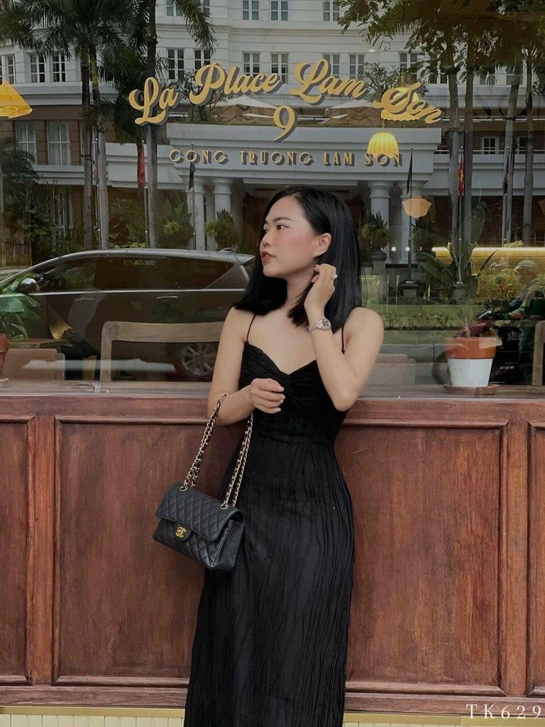 ĐẦM MAXI 2 DÂY VẢI GỢN SÓNG DÀY DẶN 13115