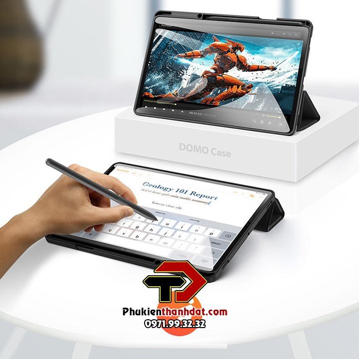 Bao da dành cho Samsung Tab S8 Plus/ S7 Plus/ S7 FE DOMO Series Lưng Dẻo Vải Jean Khay Bút - Hàng chính hãng
