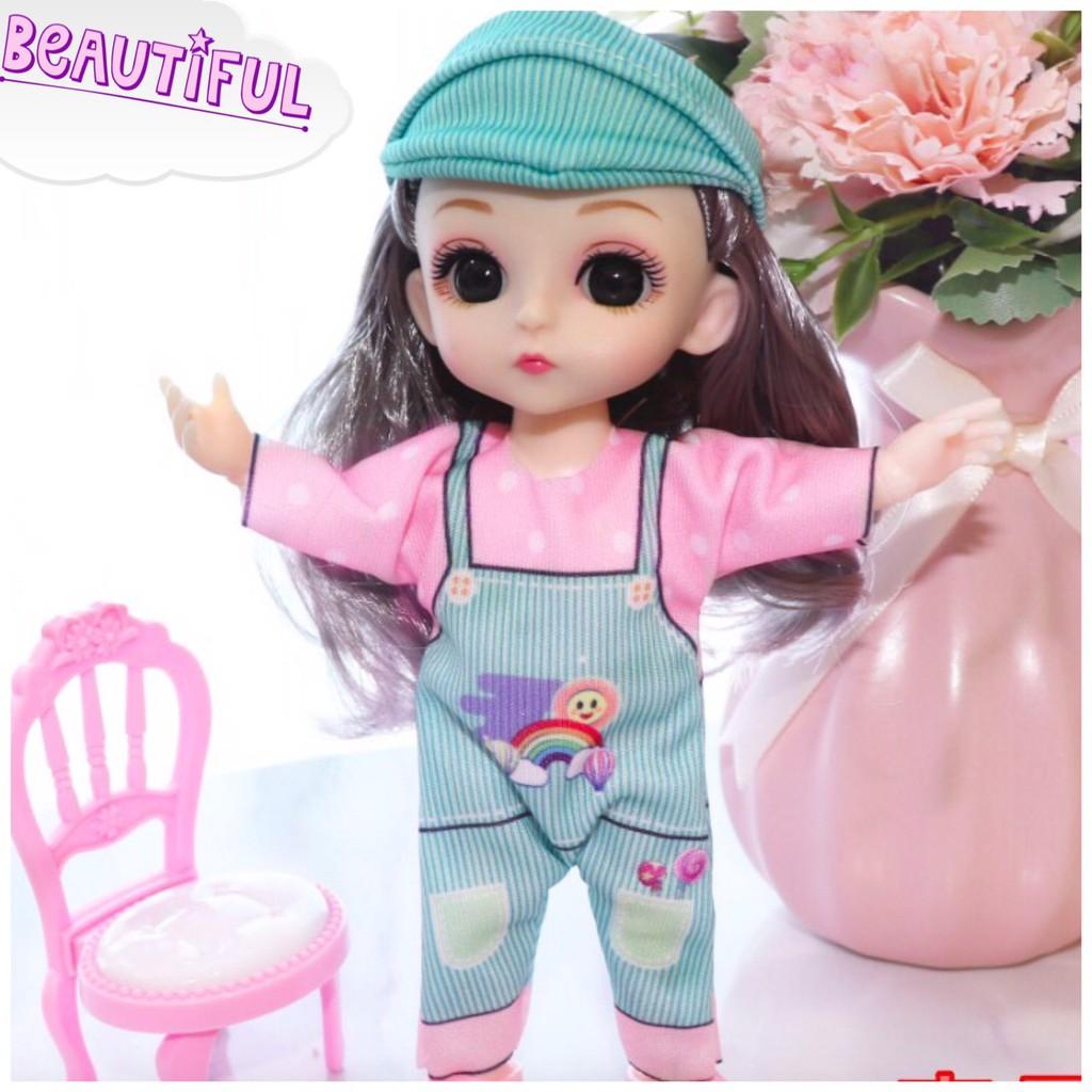 Bộ đồ quần áo yếm kèm mũ cho búp bê Baboliy 16cm