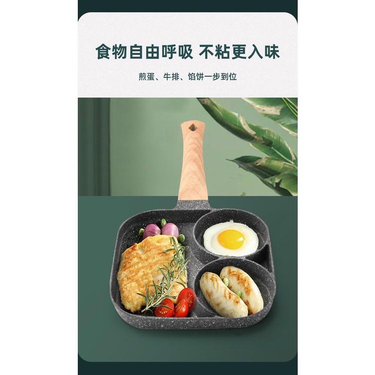 Chảo Đá Chia Ô 3 Ngăn Chiên Dán Đa Năng Chống Dính Tốt, Nấu Được Tất Cả Các Loại Bếp