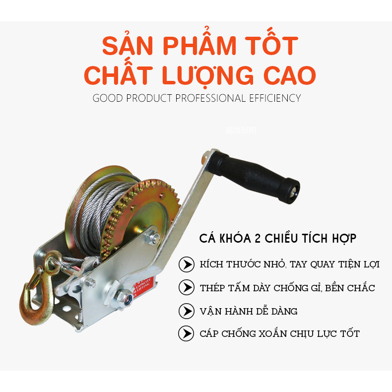 Tời quay tay 800 LBS- tải trọng nâng 362 kg