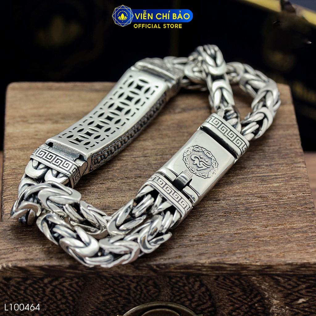 Lắc tay bạc nam Lục Tự chân ngôn Om Mani Padme Hum chất liệu bạc Thái 925 phụ kiện trang sức Viễn Chí Bảo L100464