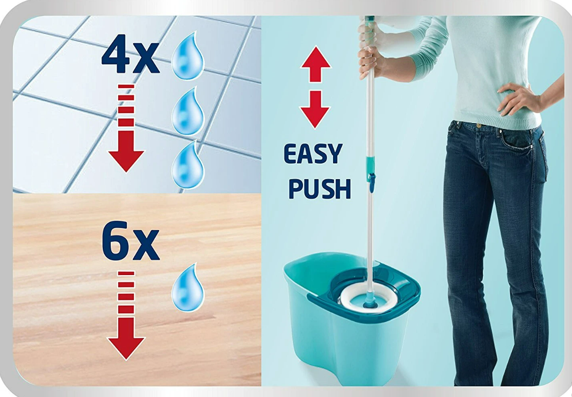 Cây Lau Nhà Leifheit 52120 Twist Medium Ergo, Chổi Lau Nhà Đa Năng, Lau Sạch Mọi Góc Cạnh, Cán Cây Lau Nhà Cầm Chắc Tay, Vắt Dễ Dàng, Khớp Nối Xoay 360 Độ, Bền Đẹp, Nhập Đức
