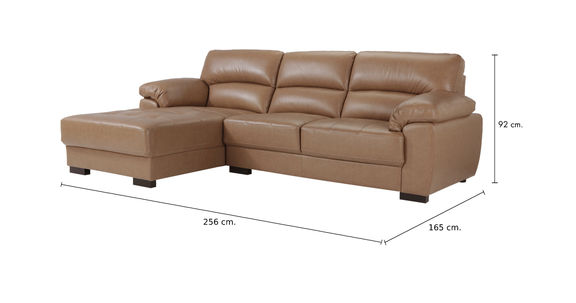 Sofa giường góc chữ L phải MORETTO khung gỗ, đệm bọc da thật cao cấp màu nâu | Index Living Mall -  Phân phối độc quyền tại Việt Nam