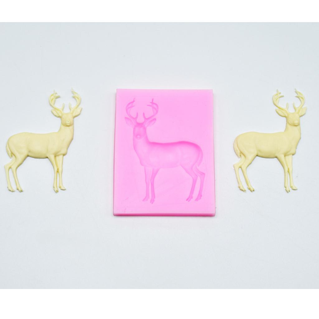 Silicone Christmas Deer Clay Soap Mold Fondant Cake Decorating Mould Pink