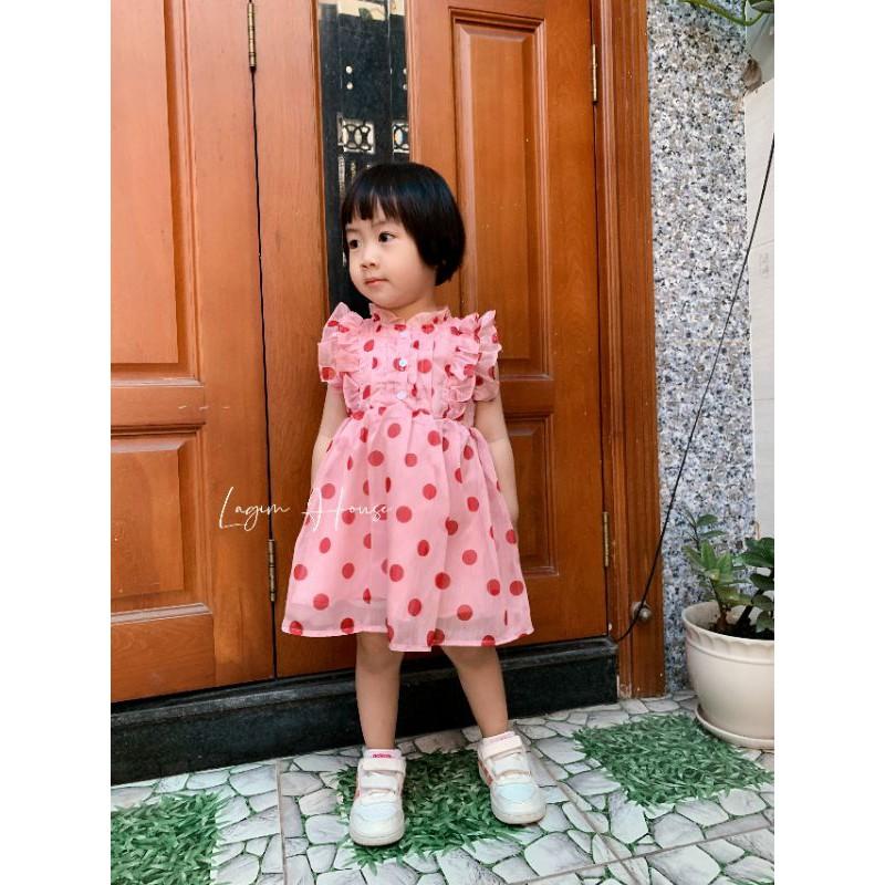 Váy Bé Gái Chấm Bi Tròn Cổ Bèo - Lagim House