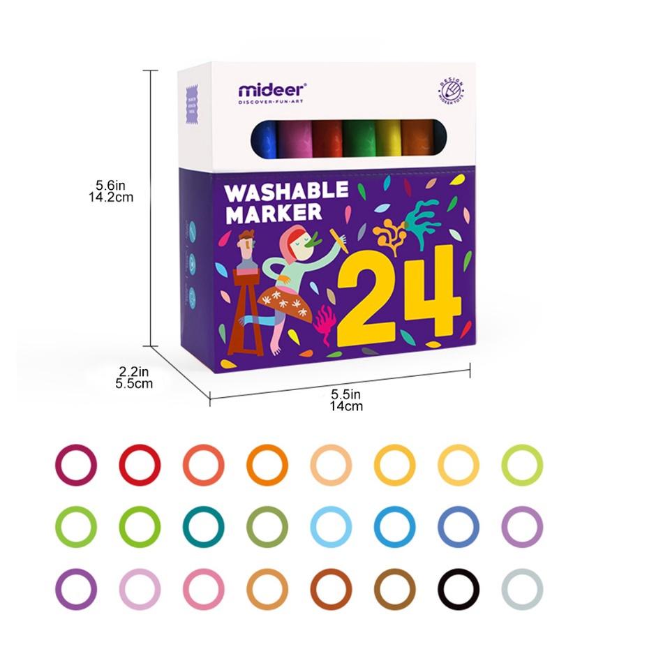 Bút Lông Màu Nguyên Liệu An Toàn Dễ Dàng Tẩy Rửa Mideer - washable marker mideer