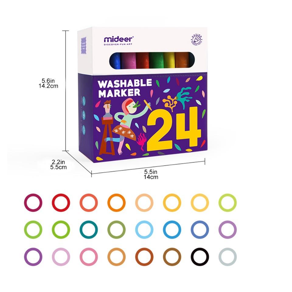 Bút Lông Màu Nguyên Liệu An Toàn Dễ Dàng Tẩy Rửa Mideer - washable marker mideer