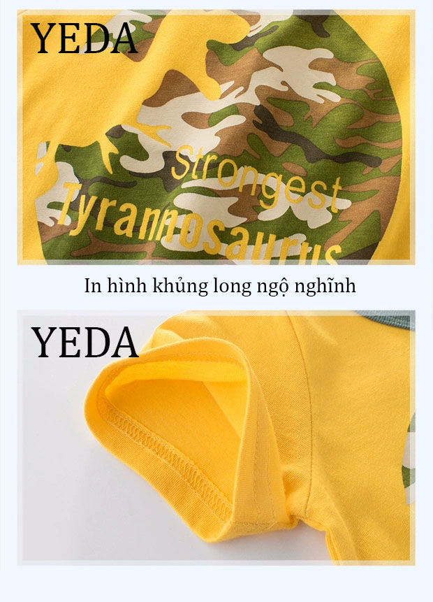 Áo Thun Ngắn Tay/ Áo cộc tay In Hình Khủng Long Dành Cho Bé Mùa Hè - Mã 9052
