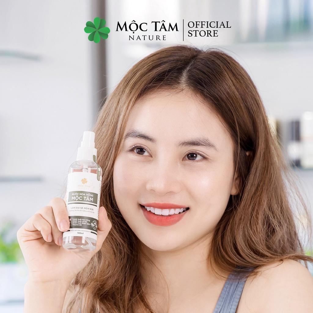 Nước Hoa Hồng Mộc Tâm 100ml - Chiết Xuất Thảo Mộc Cân Bằng pH, Se Khít Lỗ Chân Lông Cho Da Săn Chắc Mềm Mịn