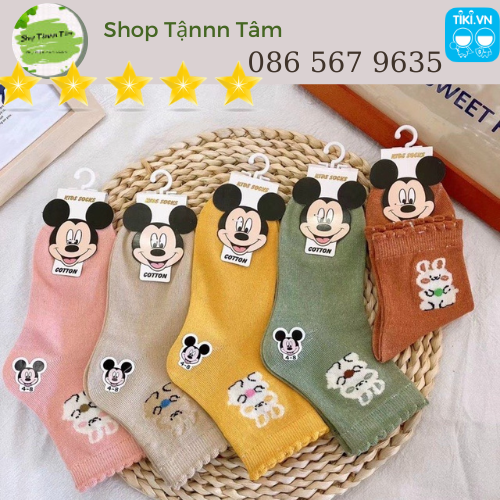 Tất hình thú gấu cao cổ tem micky