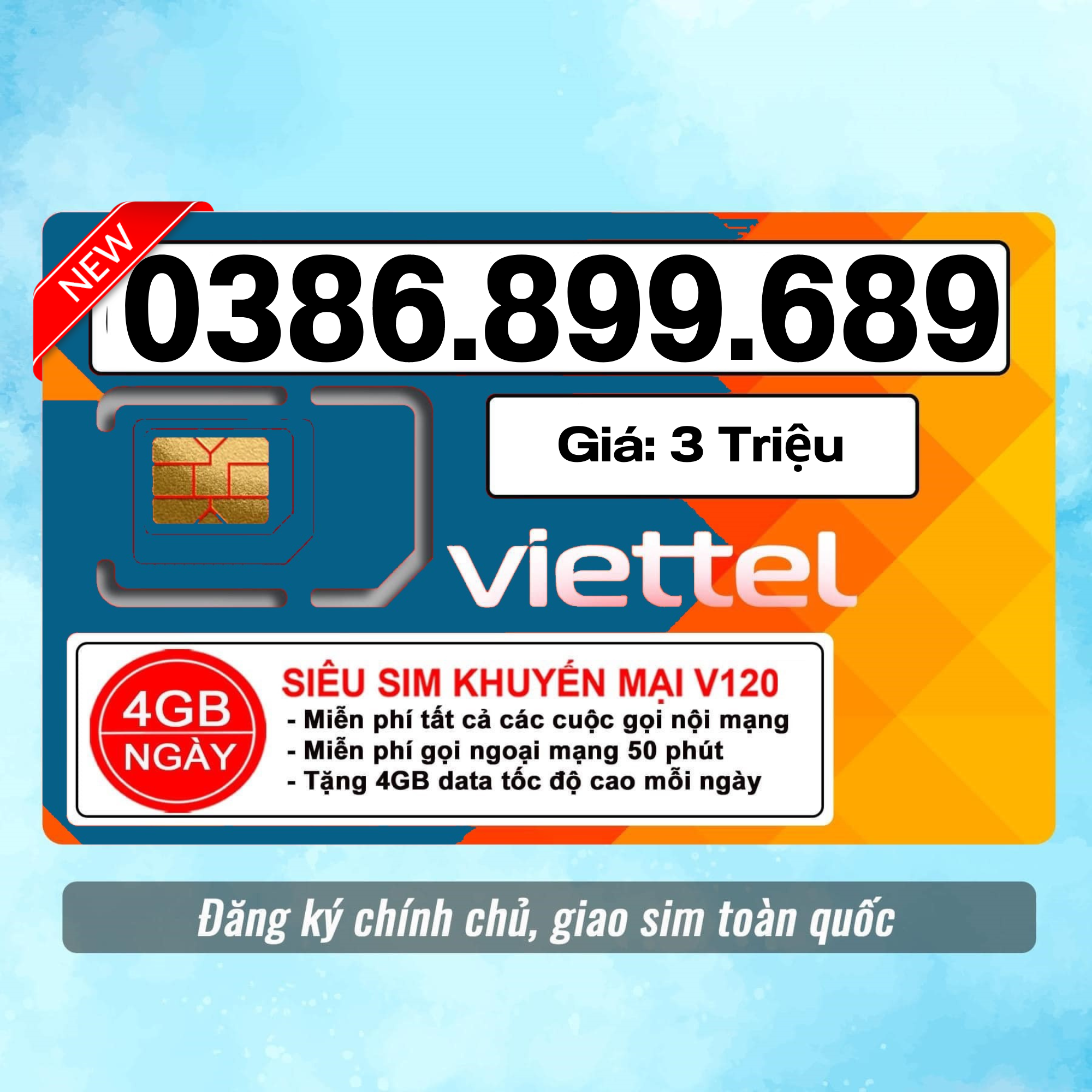 Sim Viettel số đẹp - Hàng chính hãng - 0386.899.689