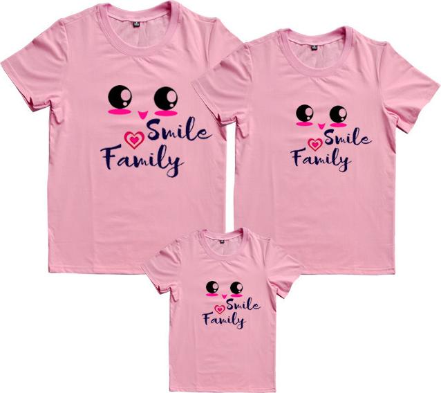 Áo Thun Gia Đình Smile Family Hồng Ruốc