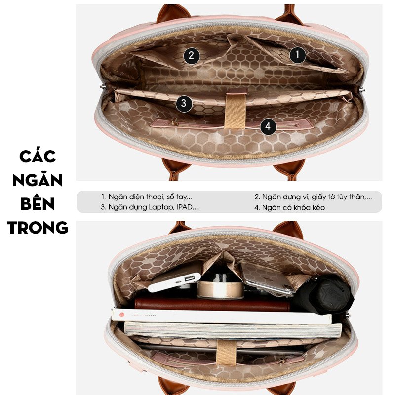 Túi xách công sở nữ cao cấp, dòng túi xách doanh nhân sang trọng, đựng Macbook, Laptop đi làm tiện lợi