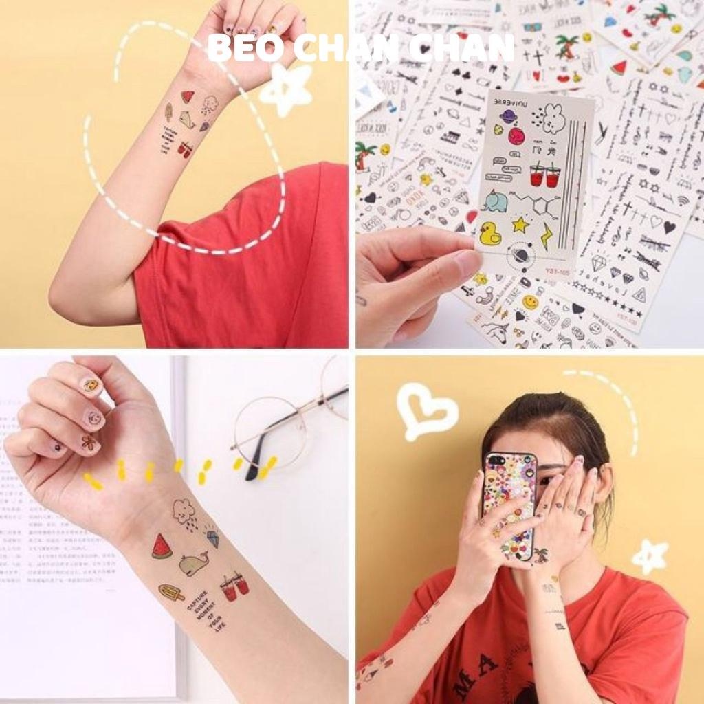 Set Mini 1 tấm tatto Bộ Nhiều Mẫu anime Hình Xăm Dán, Hình Xăm mini Tattoo Cao Cấp hình xăm 3d