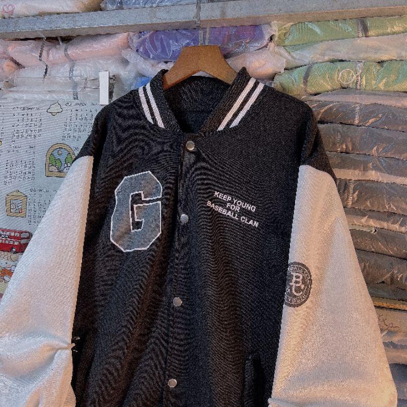Áo khoác Bomber/Varsity Logo G Unisex Form Rộng Phong Cách Ulzzang