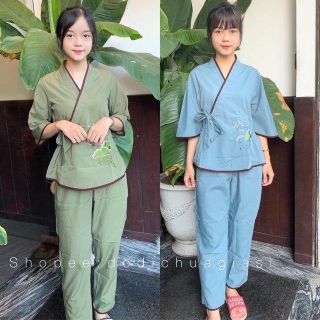 Đồ Lam Đi Chùa Trang Nghiêm Nhật Nơ Thêu