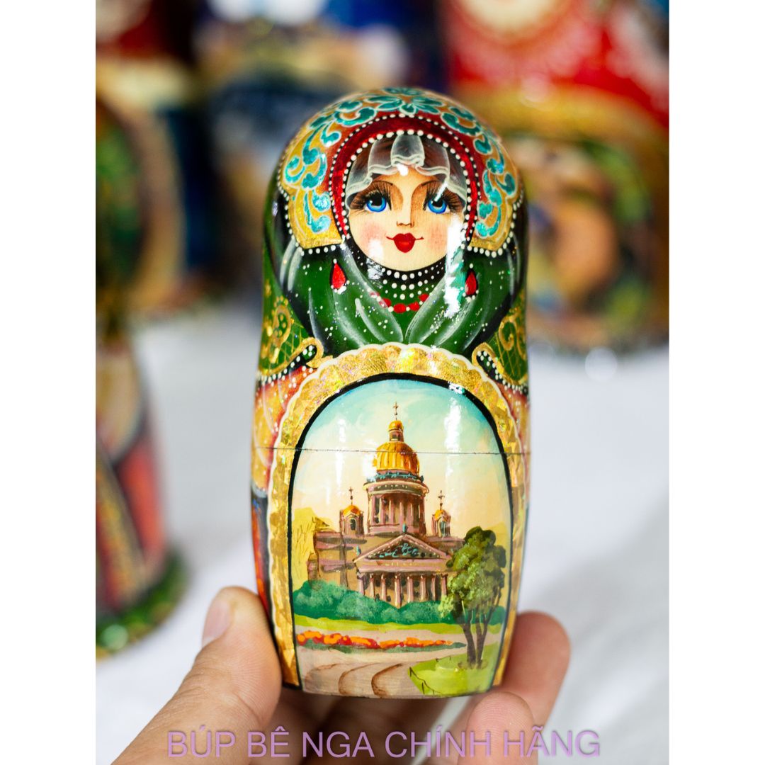 BỘ BÚP BÊ NGA MATRYOSHKA CAO CẤP 5 LỚP 18CM "PHONG CẢNH NƯỚC NGA" RẤT ĐẸP VÀ SANG TRỌNG