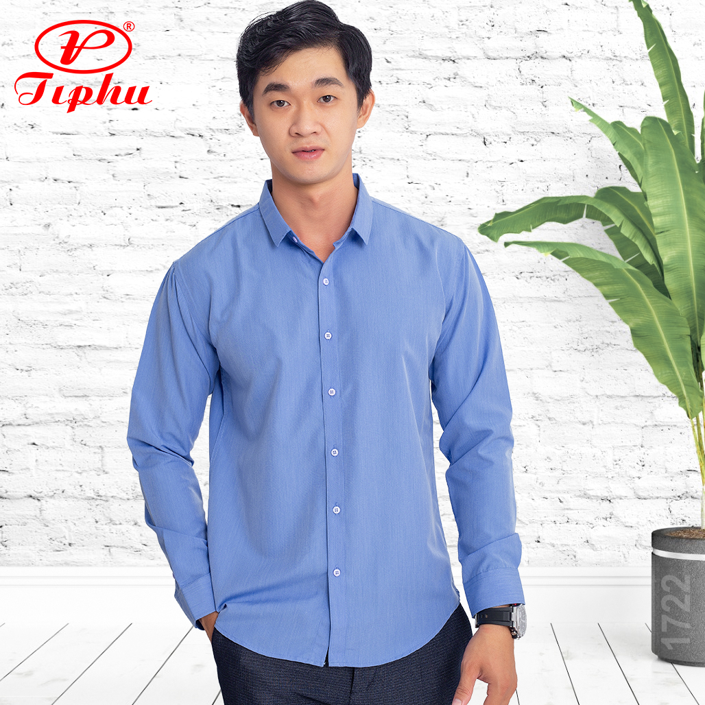 Áo sơ mi nam form body slim fit, phong cách Hàn, không túi, vải Bamboo màu trơn, hiệu Amazing