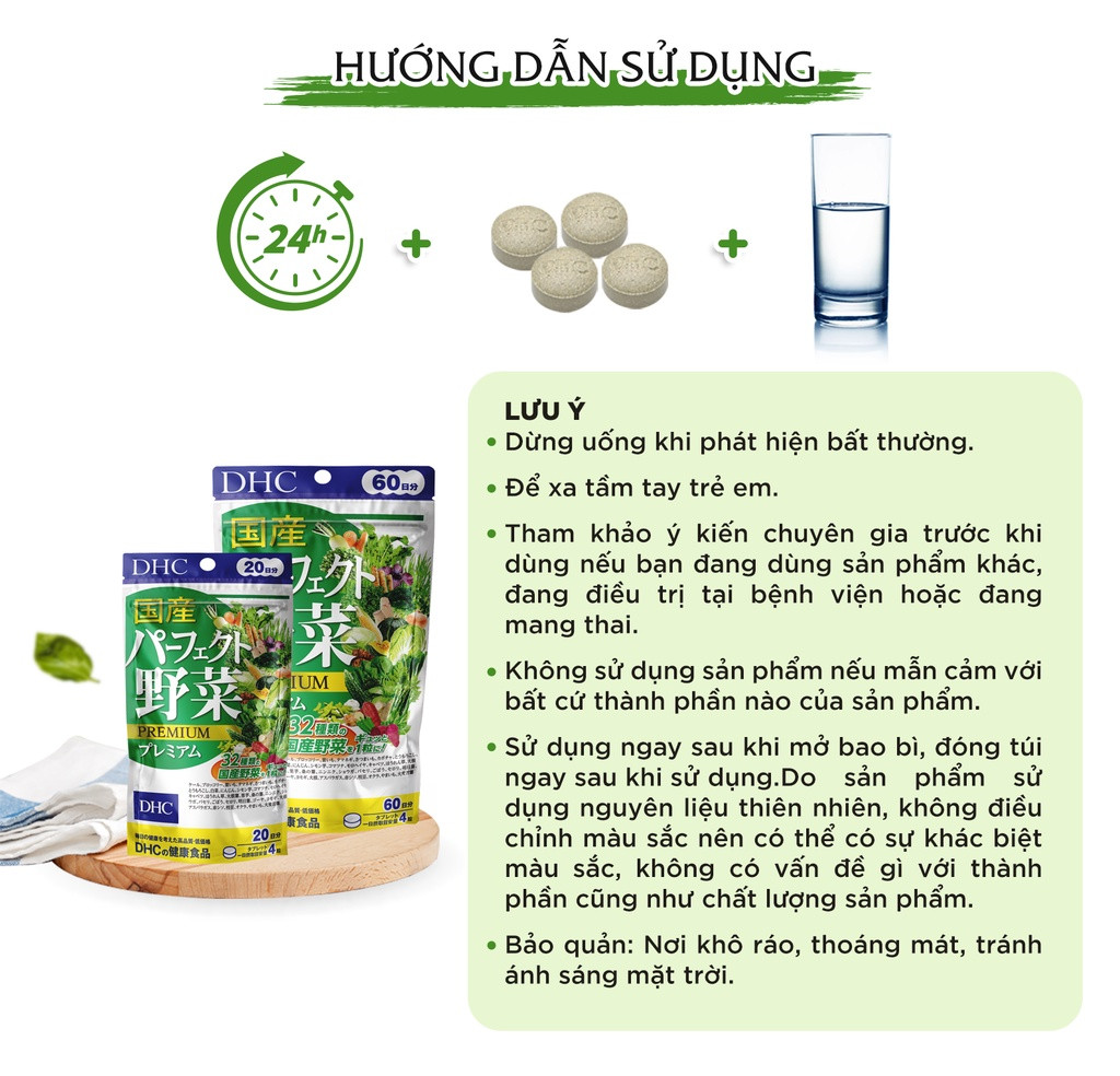 Viên Uống Rau Củ DHC Nhật Bản DHC Perfect Vegetable Premium Japanese Harvest
