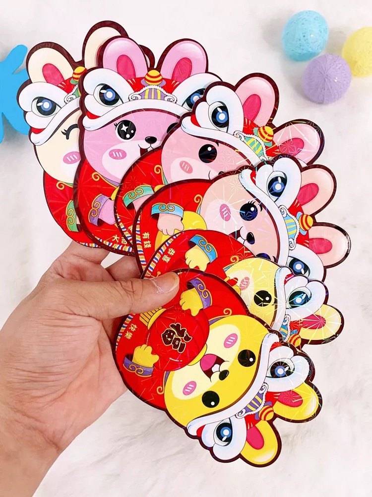 Lốc 6 bao xì 2023 Quý Mão Hình 3D Ép Nhũ Dễ Thương Mẫu Mới Nhất