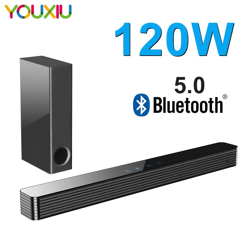120W TV Soundbar Home Nhà hát Hệ thống âm thanh Bluetooth Loa 3D STEREO STEREO SOUND SOUNCE Điều khiển từ xa với loa siêu trầm hộp âm thanh âm thanh Color: A1 Woofer Size/Full-Range Size: EU Plug