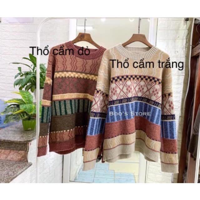 Áo len thổ cẩm hai màu cực xinh