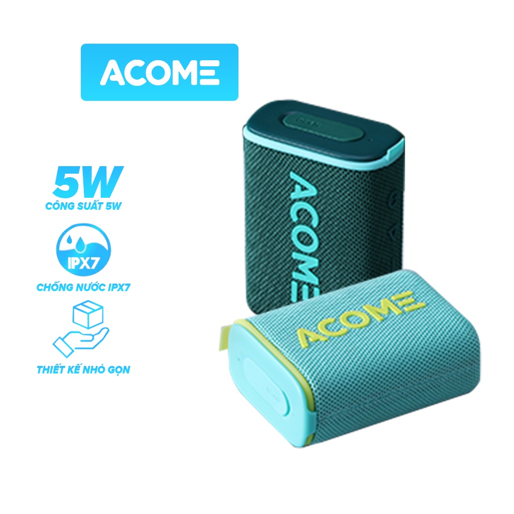 [ CÔNG SUẤT 5W ] Loa Bluetooth 5.0 MINI ACOME, Chống Nước IPX7 - Hàng Chính Hãng