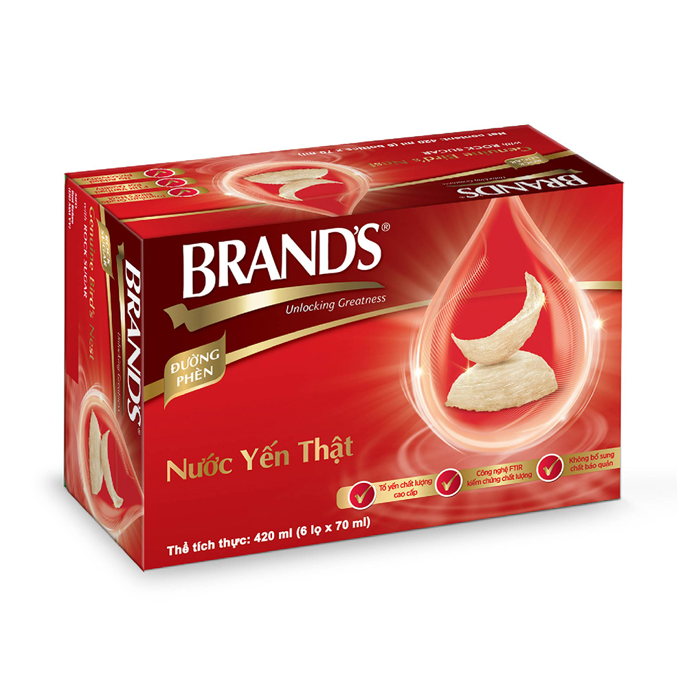 Combo 5 Nước yến thật BRAND'S Đường Phèn (70 ml x 30 lọ)