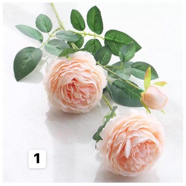 Hoa giả - Combo 5 cành Hoa hồng lụa Havi 65cm cao cấp trang trí bền, đẹp, giống thật