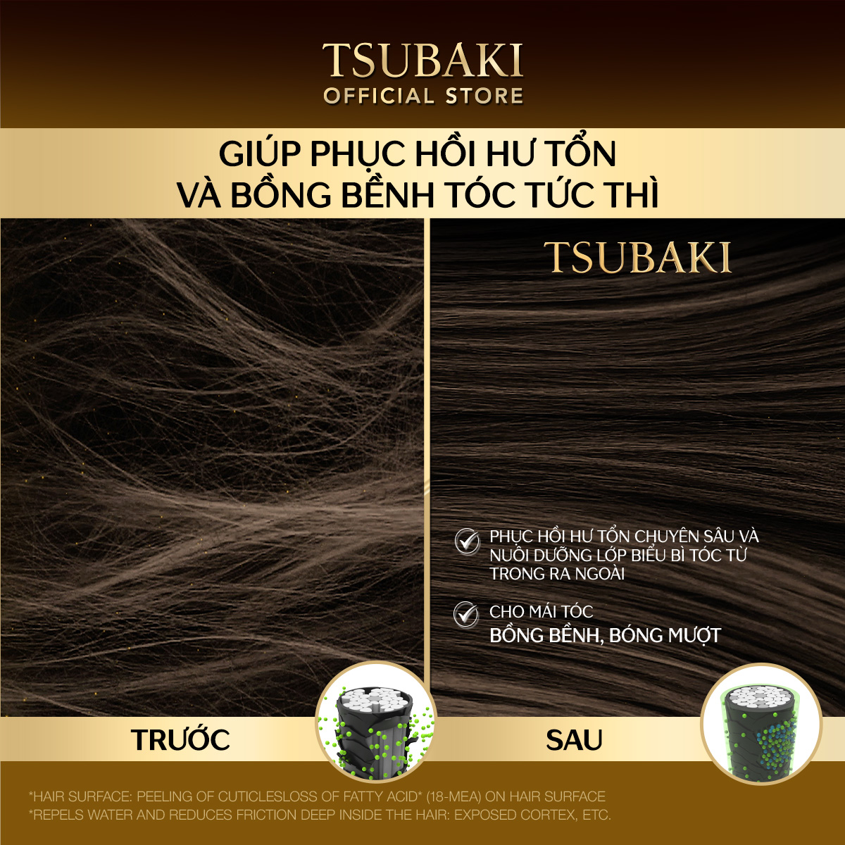 Bộ ba Tsubaki Premium Phục hồi ngăn rụng tóc & Bảo Vệ Tóc Trước Tác Hại Của Tia UV (Gội Xả 490ml/chai + Dầu dưỡng tóc 50ml)