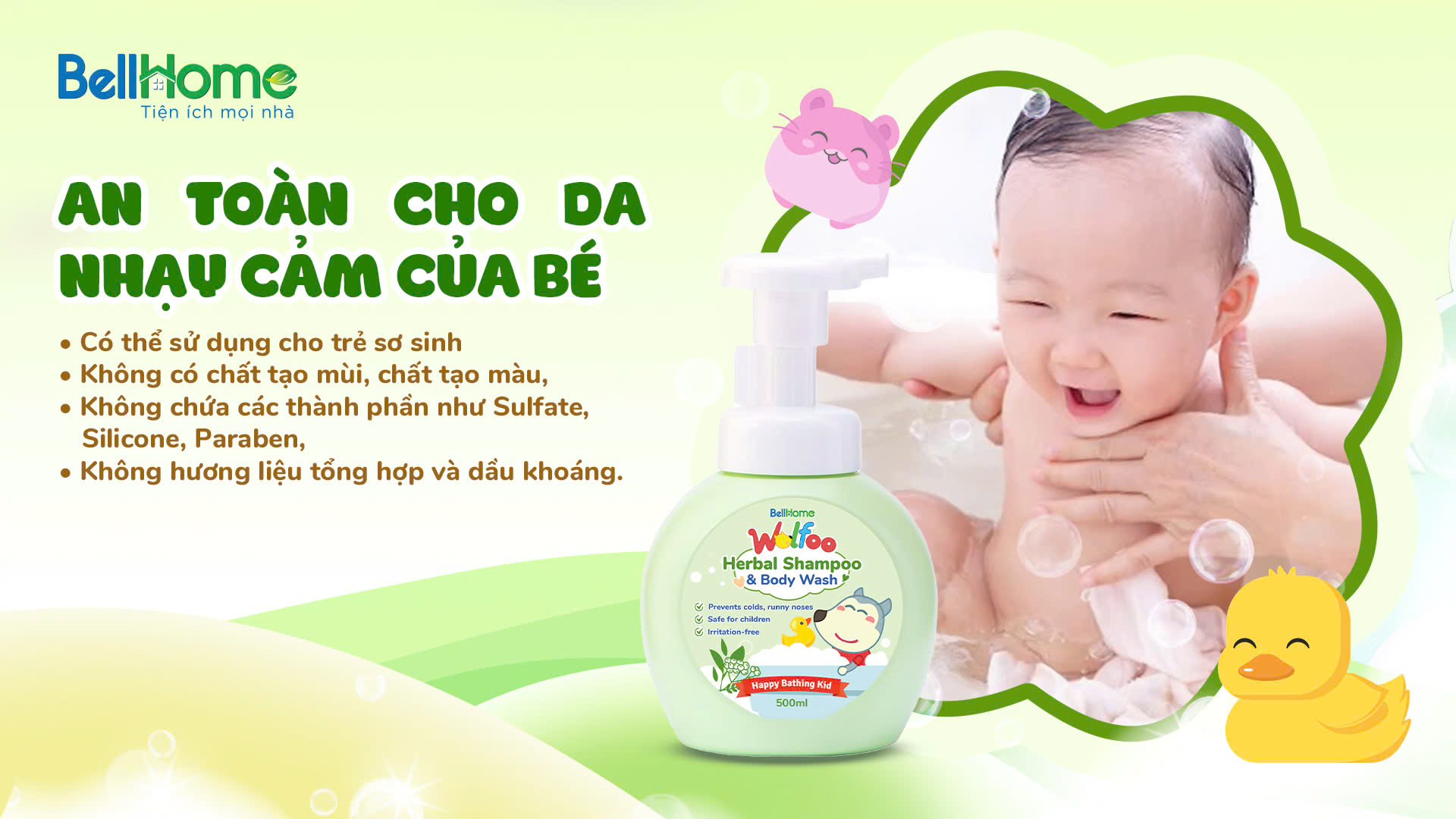 Tắm Gội Thảo Dược Wolfoo Baby 500ml