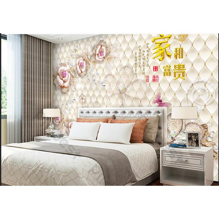 Tranh dán tường Phong cách Châu Âu hoa trang sức sang trọng, tranh dán tường 3d hiện đại MS1090596