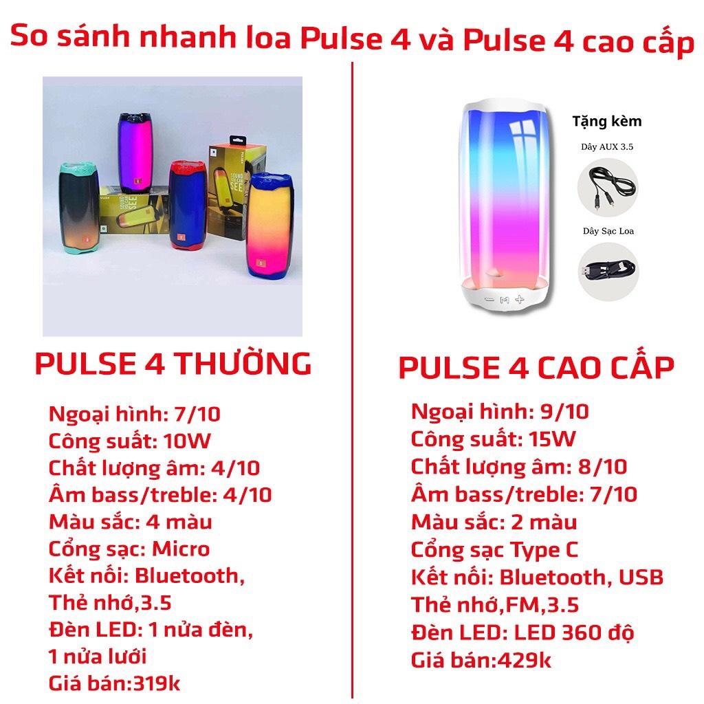 Loa Bluetooth Pluse 4 Có Đèn Led Theo Âm Nhạc Công Suất 20w 360 Độ Âm Thanh Chuẩn Bass Căng Đét Pin Cực Khoẻ