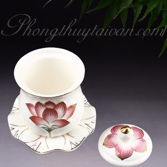 Ly chum nước bàn thờ Phật 8cm cao cấp HOA SEN
