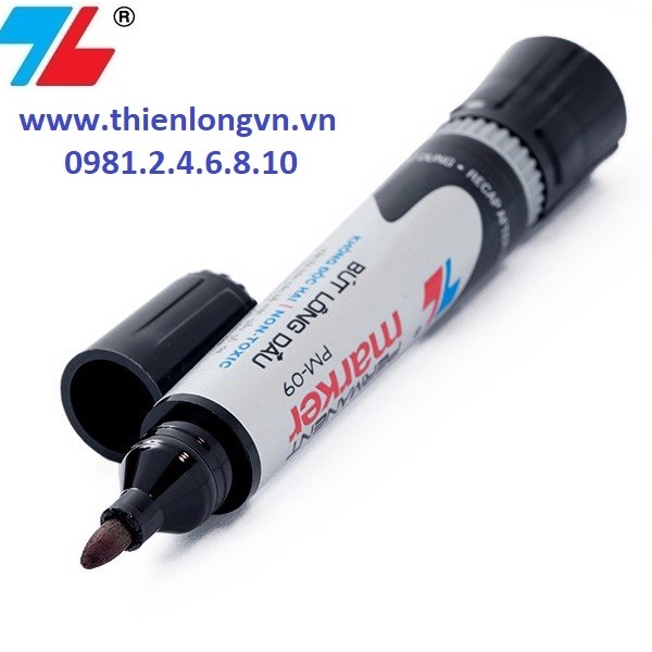 Hộp 10 cây bút lông dầu Thiên Long; PM-09 mực đen