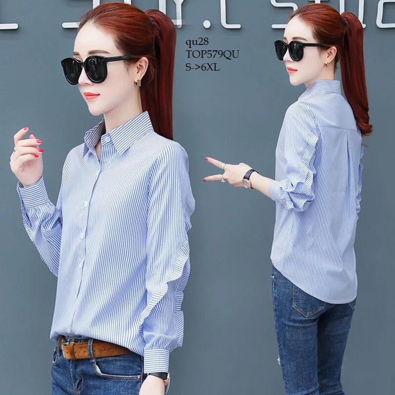 TOP471 ÁO SƠ MI SỌC KẺ DÀI TAY CÔNG SỞ