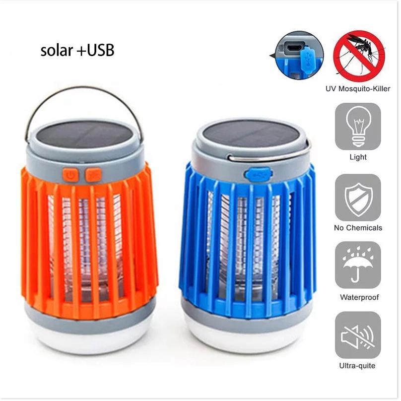 Đèn diệt muỗi Đèn lồng di động Bẫy côn trùng 2 trong 1 Led Usb Năng lượng mặt trời IPXOutDoor