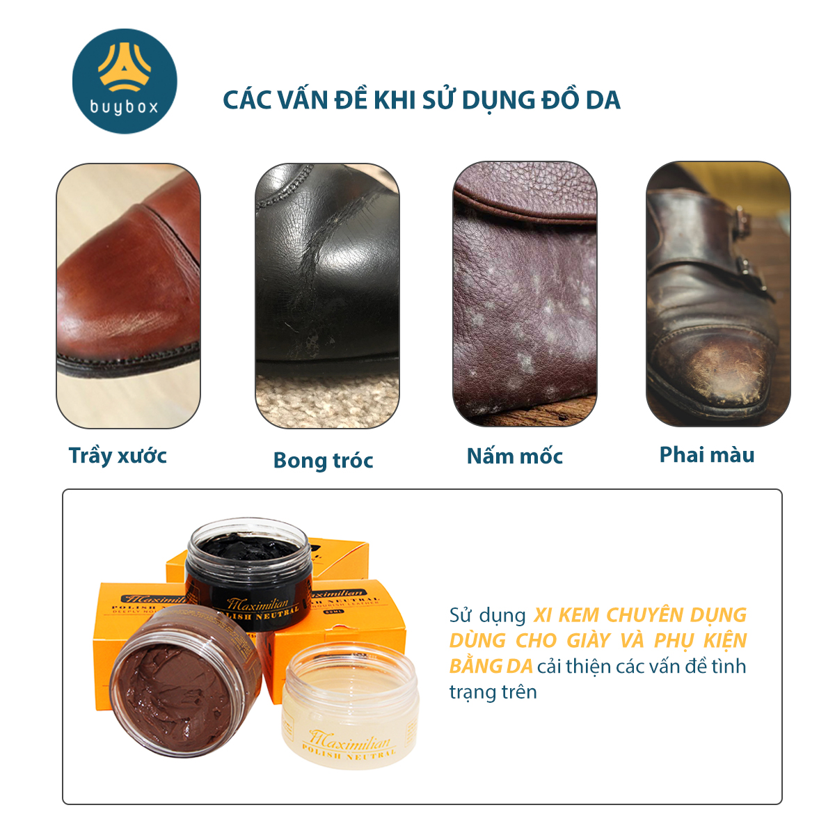 Xi đánh giày, vệ sinh đồ da, mùi hương dịu nhẹ, làm sạch và bảo dưỡng giày da hiệu quả - BuyBox - BBPK318
